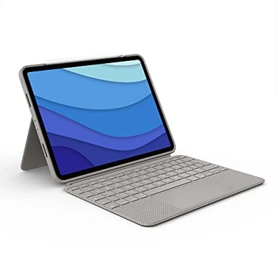 Image de Logitech Combo Touch iPad Pro 11&quot; (1ère, 2e, 3e, 4e génération 2018, 2020, 2021, 2022) Clavier rétroéclairé Amovible, pavé tactile Click Anywhere, disposition QWERTY Anglais Britannique Sable