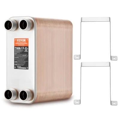 Image de VEVOR 100 platenwarmtewisselaar 4x1 1/4 inch MNPT aansluiting 316L RVS