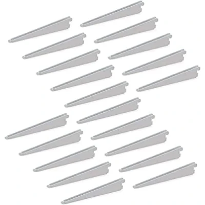 Image de Emuca 7908512 Équerres d&#039;étagère pour rail double perforation pas 32mm, blanc, 170mm, Set de 20 pièces