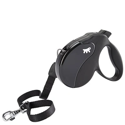 Image de Ferplast Laisse Chien Enrouleur Amigo Long, pour Chiens jusqu&#039;à 20 Kg. Cordon Extensible Max 7 m. Bouton de Verrouillage et déverrouillage Unique, Noir, Couvercle Noir