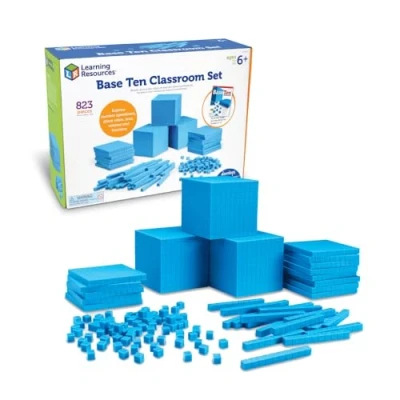 Image de Learning Resources Kit pour la classe de base 10 en plastique rainuré, Bleu