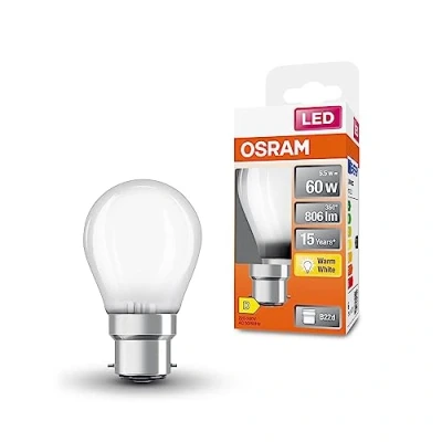 Image de OSRAM LED Star Classic P60 lampe pour la base B22D, forme de goutte, Matt Glass, 806 lumens, blanc chaud (2700k), remplacement des ampoules 60W conventionnelles, non dimmables, 1 pack