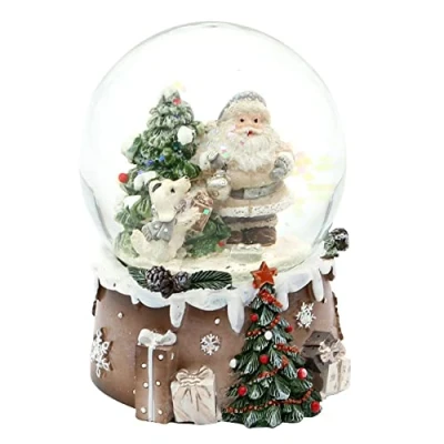 Image de Dekohelden24 boule à neige Père Noël avec sapin et chien sur socle soigneusement décoré, dimensions l / h: 6,5 x 9 cm, Ø cm. W 10030789 Baum