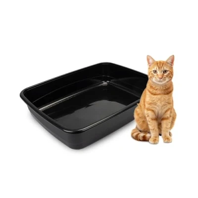 Image de Ferplast Bac Litiere pour Chat, Maison de Toilette Litière Animaux Compagnie, avec Bords Hauts, 49,5 x 64,5 H 14,5 cm, NIP 30 Grande Noir