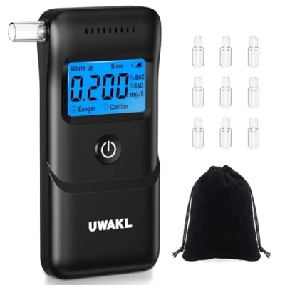 Image de Ethylotest Electronique Homologué Alcootest Professionnel: Éthylomètre Haute Précision avec Affichage Numérique LCD Portable Testeur d&#039;alcool ave 10 Embouchures Alcotest Usage Maison Voiture Fêtes