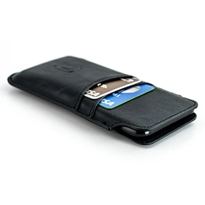 Image de Dockem Étui à Cartes pour iPhone 8 Plus, 7 6/6S Plus; Housse de Protection en Similicuir extrêmement Mince, Semblable Un Sac Main, étui Design Professionnel [Noir]