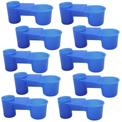 Image de Lucky Farm 10 Pcs Soda Pop Bouteille d&#039;eau Oiseau Buveur Coupe Printemps Quail Colombe Poulet Pigeon Abreuvoir (Bleu)