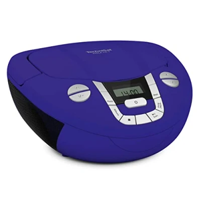 Image de TechniSat Viola CD 1 Lecteur stéréo Portable, Boombox avec poignée Pratique (Radio CD, Tuner Radio FM, réception Bluetooth, Puissance RMS de 2 x W, Alimentation Secteur et Batterie) Bleu