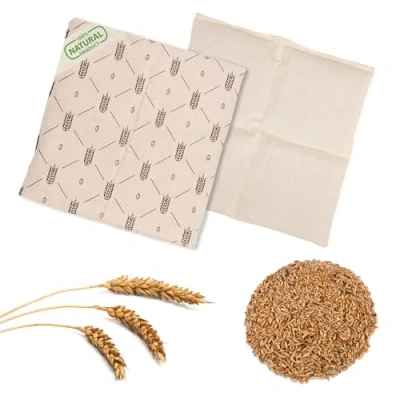 Image de Wagner Coussin chauffant 100 % coton micro ondes avec grains de blé pour les épaules, la nuque et le dos naturel aux noyaux cerise Alternative (moyen 21 x cm)