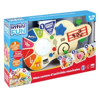 Image de InfiniFUN, Mon Centre d’activités Musicales en Bois, i21503, Jouet Musical d&#039;activité électronique éveil Musical, 9 Mois et Plus, Version française