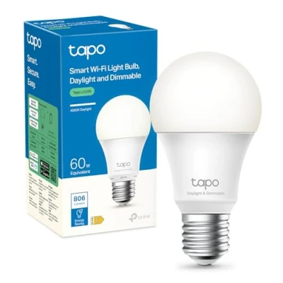Image de Tapo Ampoule Connectée WiFi, LED E27 Blanc 4000K, Dimmable 8W 806Lm, Compatible avec Alexa et Google Home, Commande Vocale, Economie d&#039;énergie, L520E