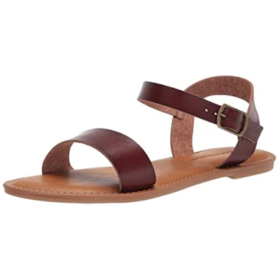 Image de Amazon Essentials Sandales à Double Bride avec Boucles Femme, Brun, 44.5 EU Large