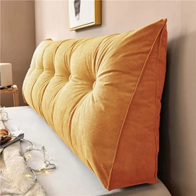 Image de Yanman Grand coussin cale triangulaire pour tête de lit, lecture, soutien lombaire, dossier taille, traversin positionnement doux, 80 x 50 20 cm