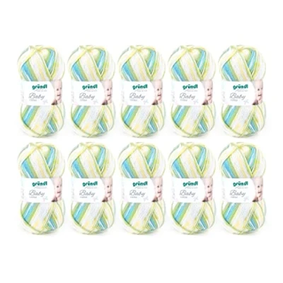 Image de Fil Gründl Baby color (fil pour tricot &amp; crochet au caractère laineux, composé de 70 % d’acrylique et 30 polyamide, 50 g / 150 m, aiguilles n 3 ½ à 4 ½, 10 x g), Vert Multicolor