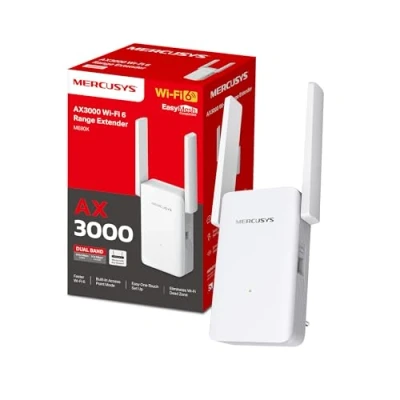 Image de MERCUSYS ME80X TP Link Répéteur WiFi 6, Amplificateur AX3000 Mbps, Port Ethernet Gigabit, Couvre jusqu&#039;à 150 m², Repeteur Puissant, Compatible avec Les Box Internet