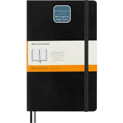 Image de Moleskine Carnet Classic Extended A5, Pages Lignées, Couverture Souple et Fermeture Elastique, Format Large 13 x 21 cm, 400 pages, Couleur noire
