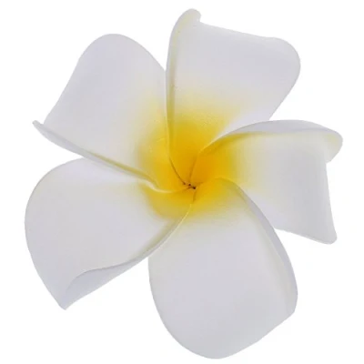 Image de Femmes Filles Fleur De Frangipanier Mousse Pince à Cheveux 3 3/4 Pouce Blanc