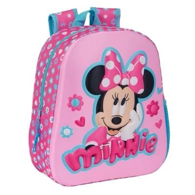 Image de Sac à dos d&#039;école Minnie Mouse SAFTA Design 3D Adaptable au chariot Enfant Rose