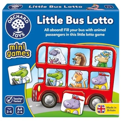 Image de Orchard Toys Little Bus Lotto Mini Game, Small and Compact, Travel Fun Memory Game for Ages 3 6, Educational Toy