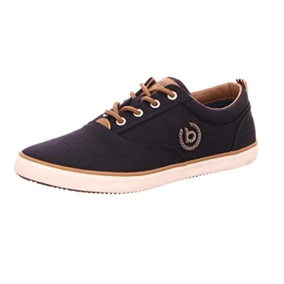Image de bugatti Homme Baskets en toile de coton, chaussures basses avec semelle caoutchouc robuste, Bleu, 47 EU