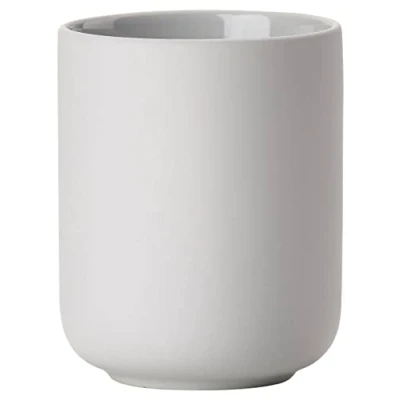 Image de Zone Denmark Gobelet Brosse à Dents Ume Salle de Bain, Porte Grés D8,3cm H 10,3 cm ÉLéGant &amp; Design Minimaliste scandinave Gris Clair