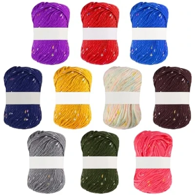 Image de Kurtzy Lot de 10 Pelotes Laine pour Crochet Colorées 50 g par Pelote Approx 900 m Fil Doux en Coton &amp; Polyester Coloré Projets et Tissages Manuels