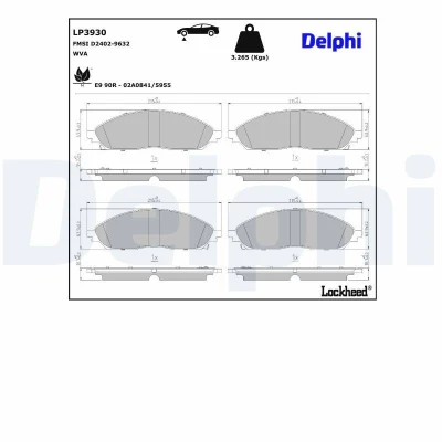 Image de DELPHI Jeu de plaquettes frein avec indicateur d&#039;usure tôle anti bruit sans accessoires LP3930