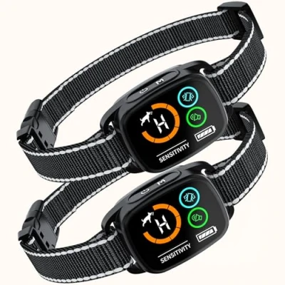 Image de Collier Anti Aboiement Chiens, Lot de 2, Vibration, Modes Son/Vibration/Vibration Forte, Détection Intelligente des Aboiements, Rechargeable, Étanche IP67, pour Gros et Petit Chien