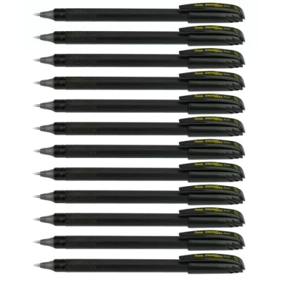 Image de Pentel EnerGel FLASH! BL417 A Lot de 12 stylos à encre gel liquide, pointe en métal, noire, trait moyen 0,7 mm, noire