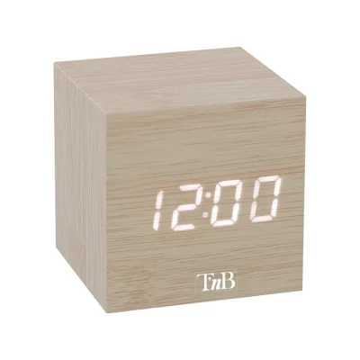 Image de T’NB Idee Cadeau Noel Enfant, Réveil Numérique Moderne en Bois, LED Multifonction, Horloge Digitale avec Affichage De L’Heure, Eclairage Ajustable, 3 Alarmes Programmables Finition Bois