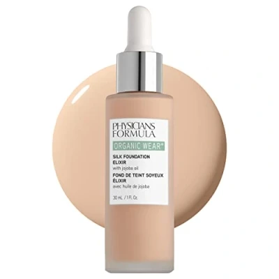 Image de Physicians Formula, Organic Wear Silk Foundation Elixir, Fond de Teint Léger pour un Rendu Frais et Sain, avec Huile Jojoba, Aloe Vera, Coco Fleur Cactus Botanique, Végan, Très clair