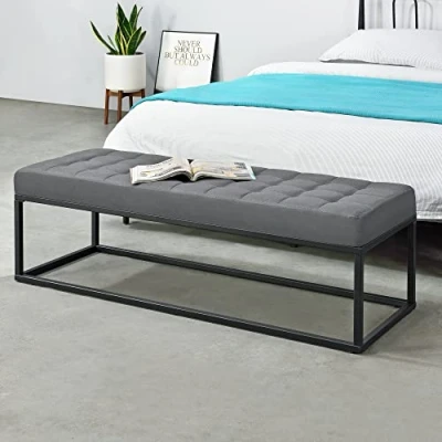 Image de pro.tec Tabouret Rembourré Banc Élégant Banquette Stylée Solide avec Pieds Métalliques Housse Textile 120 x 40 38 cm Gris
