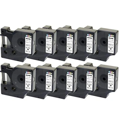 Image de 10 Compatibles Rubans d&#039;étiquettes D1 45013 S0720530 noir sur blanc 12mm x 7m pour DYMO LabelManager LM 160 210D 220P 260P 280 360D 420P 450D 500TS PnP MobileLabeler LabelPoint LabelWriter LW 450 Duo