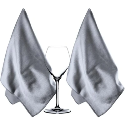 Image de HIDMD Chiffon Premium en Microfibres pour Vitres Fenêtres avec Verre Cristallin et sans Traces Microfibre Vitre, Vitre Trace Lot de 2, 40 x 60 cm Gris