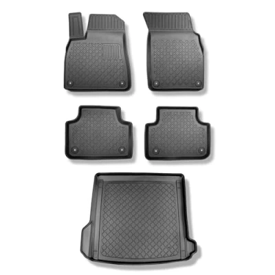 Image de Mossa Ensemble: Tapis de Voiture en TPE + Coffre adapté pour Audi Q8 4M SUV (07.2018 ) Aussi Les modèles avec des Rails Fixation; sans la troisième rangée sièges G