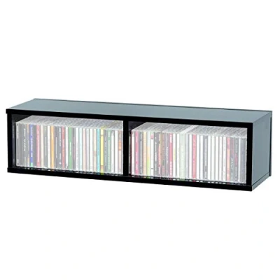 Image de Casier de rangement pour CD Box 90 Noir Bois Panneaux particules Classique Intemporel