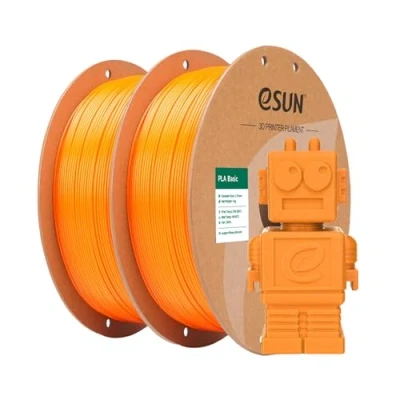 Image de eSUN Filament PLA 1.75mm, Basic 3D Imprimante Précision Dimensionnelle +/ 0.05mm, 1KG par Bobine, 2 Bobines Filament,Orange+Orange