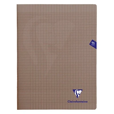 Image de Clairefontaine 363361C Un Cahier Agrafé Mimesys Gris 24x32 cm 96 Pages Grands Carreaux Papier Blanc 90 g Couverture Polypro
