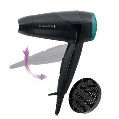 Image de Remington D1500 Sèche Cheveux de Voyage Puissant 2000W On The Go, Poignée Pliable, Ultra Compact