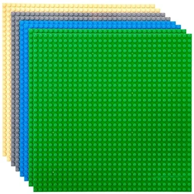 Image de Strictly Briks Lot de 8 plaques Base Classiques pour Jeux Construction Compatible avec Toutes Les Grandes Marques Bleu/Gris/Vert/Sable 25,4 x cm