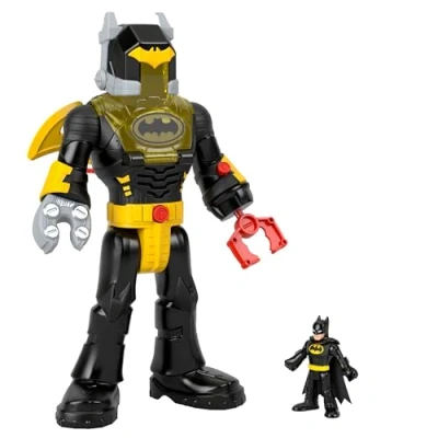 Image de Fisher Price Coffret Robot Imaginext DC Super Friends Batman dans Son Exosquelette, Jouet de 30 cm Hauteur avec Effets sonores et Lumineux, Noir, à partir 3 Ans, HYG31