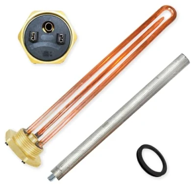 Image de GOLDMAN SERVICE Kit résistance thermique électrique monoblock filetée de 1¼ pouces Anode magnésium joint rechange pour chauffe eau, accumulateur solaire, chaudière (2000 W)