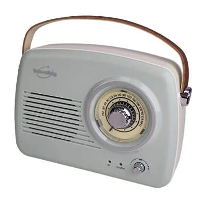 Image de Inovalley RETRO35 C Radio FM Vintage autonome bleu/vert Bluetooth 4.1 Batterie 1500mAh intégrée HP 5 Watts (3 pouces) Neuf