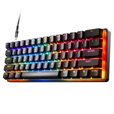 Image de SteelSeries Clavier HyperMagnetic gaming Apex Pro Mini Actionnement ajustable Facteur de forme compact 60 % RVB Capuchons touches PBT USB C Anglais QWERTY