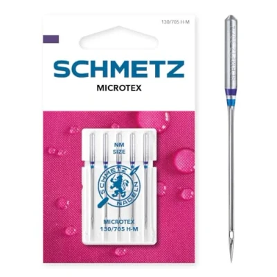Image de SCHMETZ Aiguilles pour machines à coudre 5 Microtex 130/705 H M Grosseur d&#039;aiguille 110/18 convient les tissus particulièrement denses ou fins