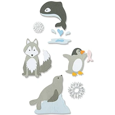 Image de Sizzix Ensemble de 8 Matrices Thinlits Arctic Animals par Jennifer Ogborn 666013 Chapitre 4 2022 Wafer, Plastique Papier, Grey, Taille Unique