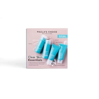 Image de Paula&#039;s Choice Kit d’essai CLEAR Skin Essentials Routine en 3 Étapes Nettoyer, Exfolier &amp; Hydrater Élimine les Imperfections, Points Noirs Pores Dilatés Tous Types de Peaux Format Voyage