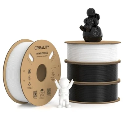 Image de Creality Hyper PLA Filament 1.75 mm, 4 KG d&#039;imprimante 3D pour Impression Haute Vitesse 30 600 mm/s, Durable et Lisse, Précision Dimensionnelle +/ 0.03 mm (noir blanc) Lot de