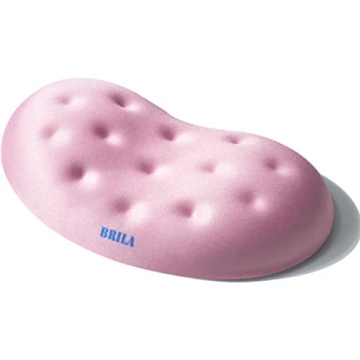 Image de BRILA Repose poignets pour souris et clavier Coussin en mousse à mémoire de forme avec trous massage ordinateur, portable, travail bureau, jeux sur rose