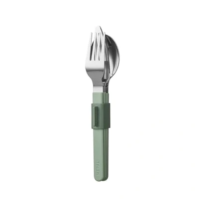Image de Mepal Set de couverts 3 pièces Silueta Lavable au lave vaisselle Arts la table Couteau, fourchette et cuillère avec support Nordic sage